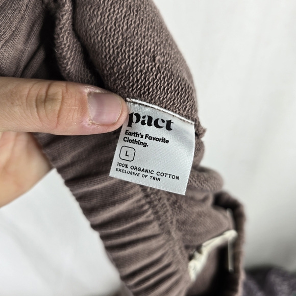 Pact Sweatpants Womens Large Deep Taupe Essential Loopback Terry Organic Cotton - Picture 10 of 10